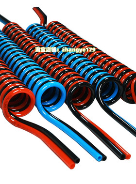 定制pu双排弹簧管6mm高压耐磨双色伸缩螺纹管4mm多排tpu螺旋气管