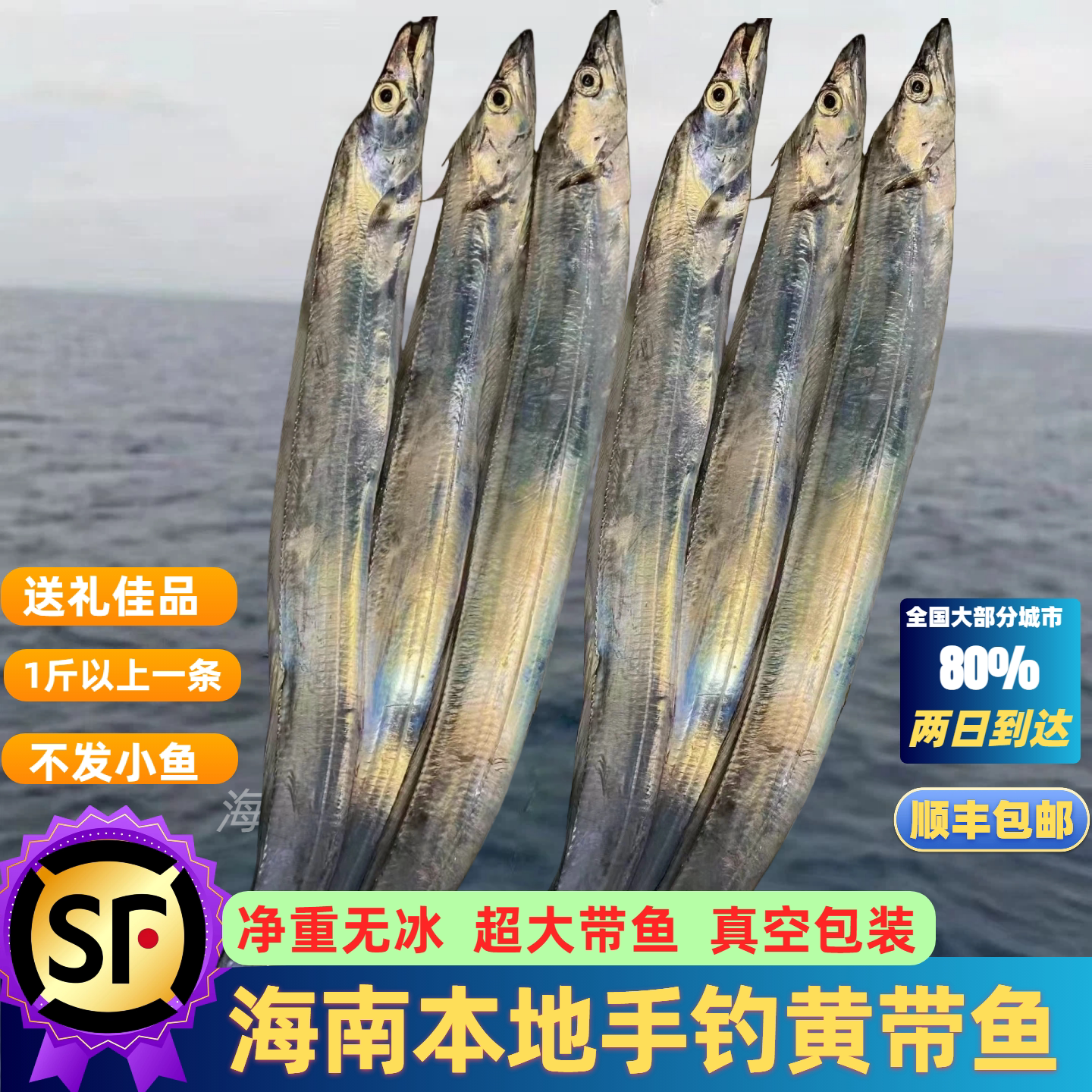 海南本地手钓黄带鱼带鱼新鲜整条速冻海鱼海鲜真空包装顺丰包邮