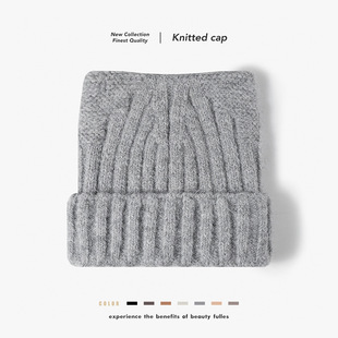 韩国ins猫耳朵毛线帽女秋冬粉色针织帽大头保暖护耳包头帽子冬