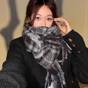 韩国款生长复古男学生围巾羊绒保暖感防寒女ins冬仿羊绒披肩围脖
