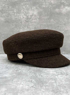 咖啡色ins帽韩国款秋冬英伦风报童帽设计师款鸭舌帽女士画家帽子
