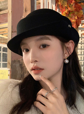 【我的头不圆】羊毛呢帽子女秋冬款登山帽卷边礼帽保暖渔夫帽盆帽