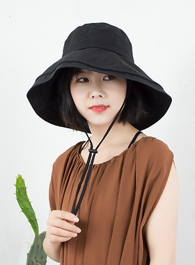 帽子女夏天可折叠防紫外线布帽遮阳帽日本防晒大檐渔夫帽女