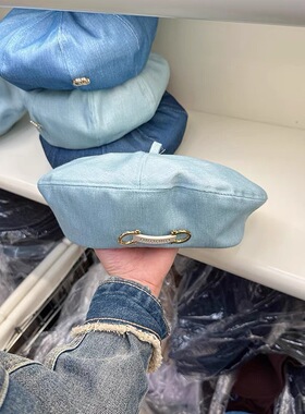 2024新款贝雷帽子女日韩系牛仔南瓜立体版型显脸瘦可爱蓝色画家