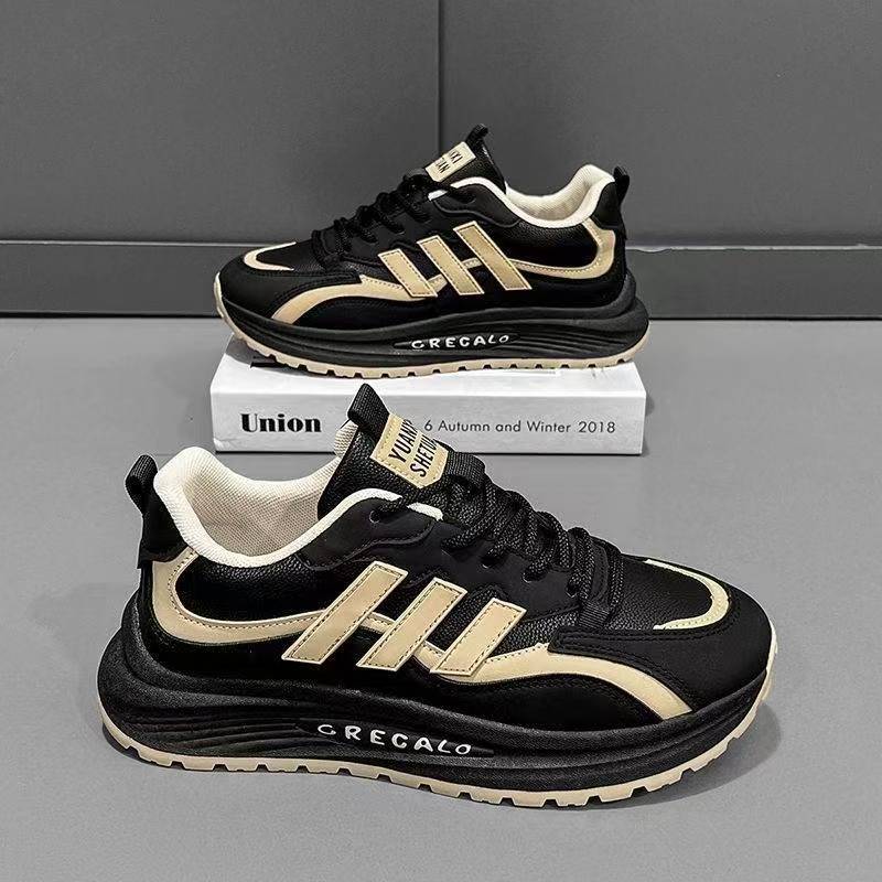 今泽高档轻奢男鞋秋冬新款男士厚底拼色老爹鞋软底防滑潮流运a21