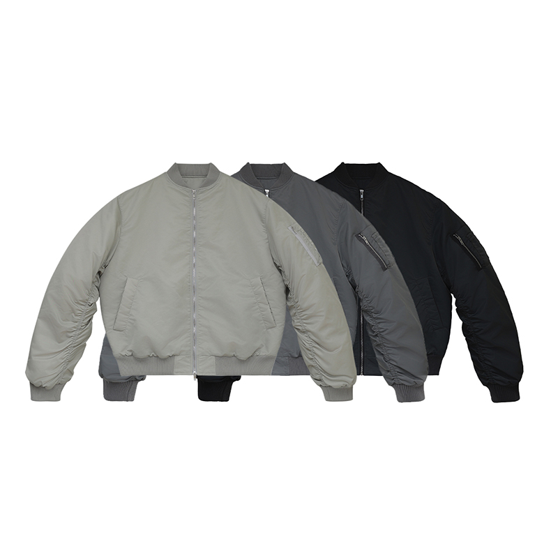 ANYWEAR 冬季基础宽松尼龙短宽bomber棉服飞行员MA1夹克外套男