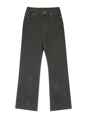 ANYWEAR 水洗做旧手工泼墨纹理人字棉牛仔裤微喇宽松工装休闲裤男