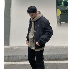 ANYWEAR 秋冬加厚高街vibe双拉链棒球服飞行员夹克boxy棉服外套男