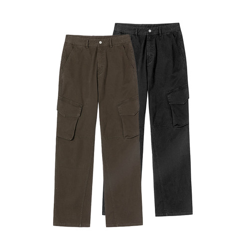 ANYWEARSTU 斜口袋立体宽松军绿色伞兵裤全棉斑驳水洗做旧工装裤