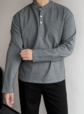 ANYWEAR亨利领垂感260g丝滑基础奥黛尔高弹罗纹慵懒感长袖打底