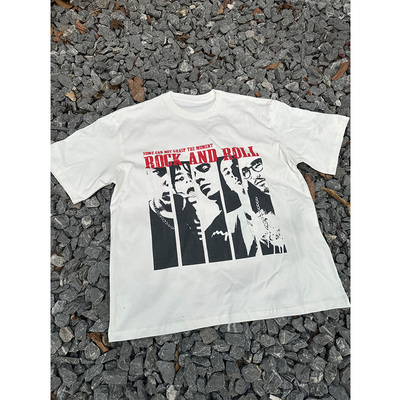ANYWEAR Rock On摇滚乐队短袖男复古剪影vintage纯棉圆领T恤280g