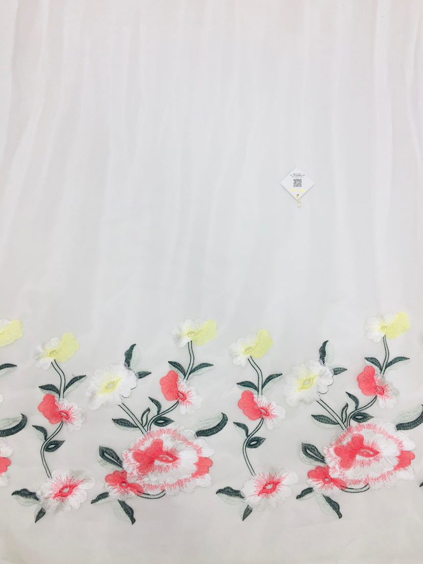 中国风牡丹花 双边花纹蕾丝 刺绣婚纱汉服旗袍服装设计手工DIY