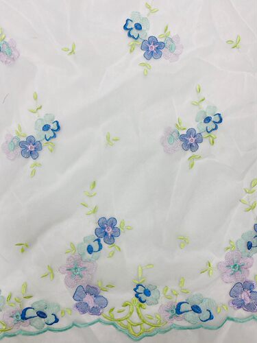 缤纷色彩田园风格独特欧根纱刺绣蕾丝 双花边定位适合轻纺设计