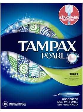 Tampax Pearl Plastic Tampons, Super Absorbency, Unscented