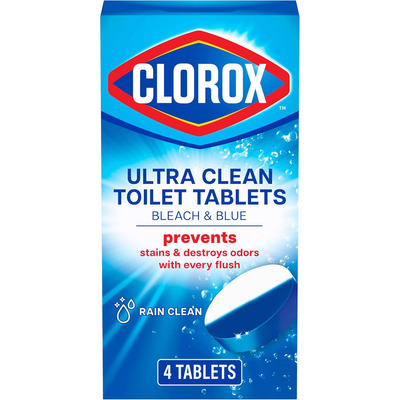Clorox Ultra Clean Toilet Tablets, Bleach & Blue, 4 Tablets
