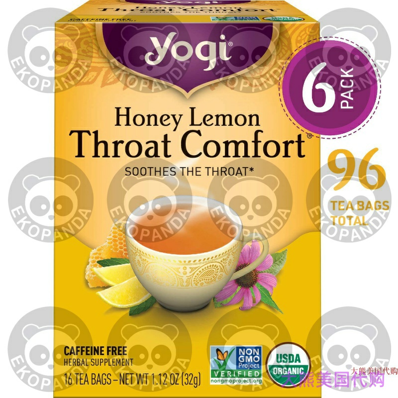Yogi Tea, Throat Comfort Honey Lemon, 16 Count (Pack of 6)