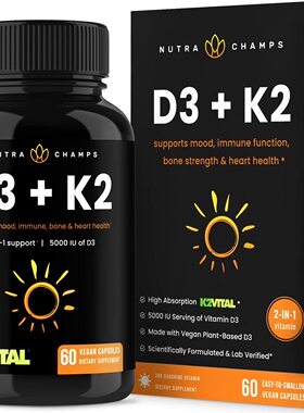 NutraChamps Vitamin K2 MK7 with D3 for Bones & Healthy Heart