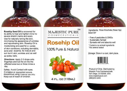 玫瑰果油 Rosehip Oil for Face, Nails, Hair and Skin, 118ml
