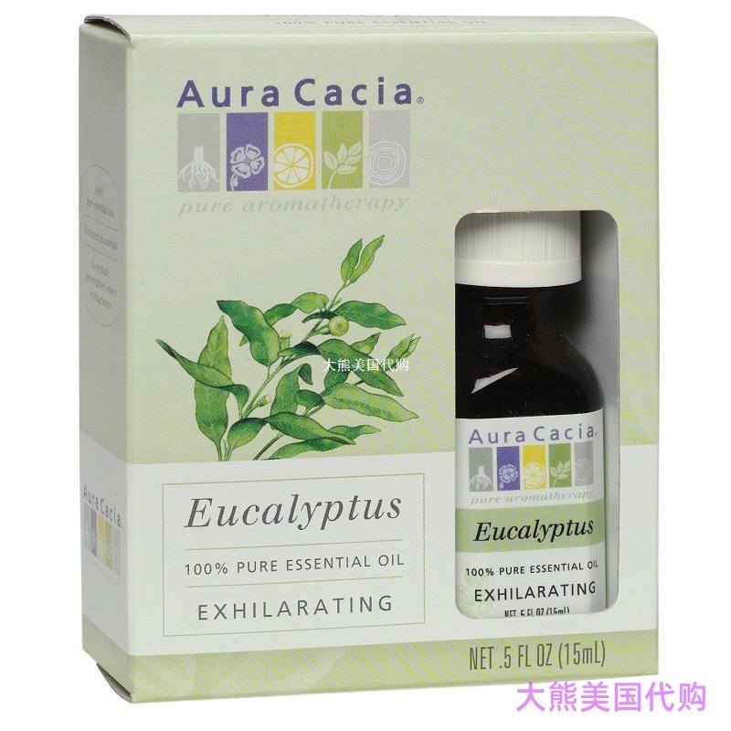 Aura Cacia Pure Essential Oil, Eucalyptus, 0.5 Fluid Ounce