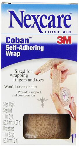 Nexcare Coban Self-Adherent Wrap, 1 Inch X 5 Yards, 5 Wraps