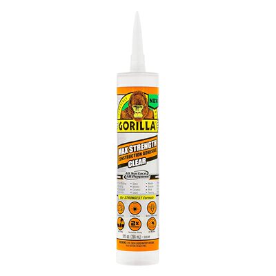 Gorilla Max Strength Construction Adhesive, Clear Glue