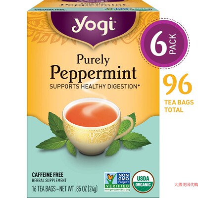 Yogi Tea, Purely Peppermint support healthy digestion, 6Pack