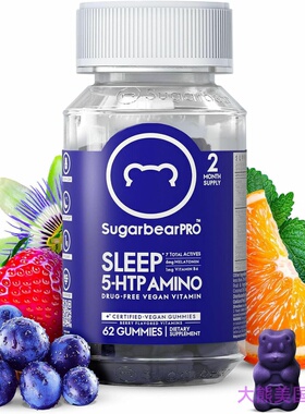 SugarbearHair Sleep Deep 5-HTP, 6mg Melatonin, 60 Gummies