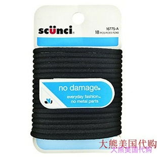 Scunci No-Damage Medium Hold Black Elastics 18-Pcs 发圈