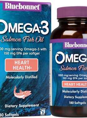 BlueBonnet Nutrition Omega-3 Salmon Oil Softgels, 180 Count