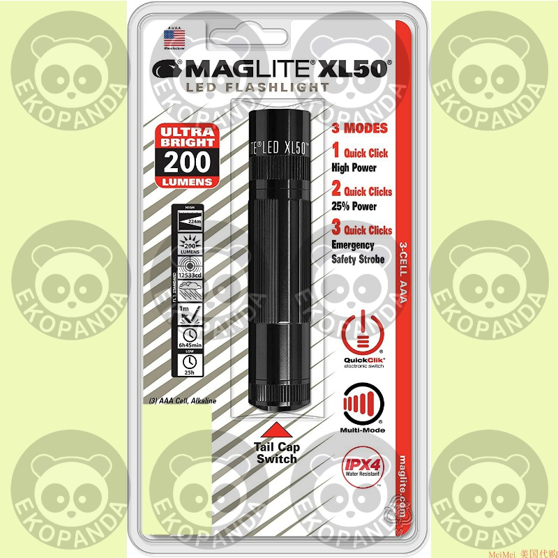 Maglite XL50 LED 3-Cell AAA Flashlight, Black 手电筒