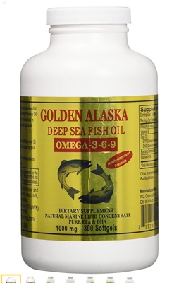 Golden Alaska Deep Sea Fish Oil Omega-3 1000 Mg 300 Capsules