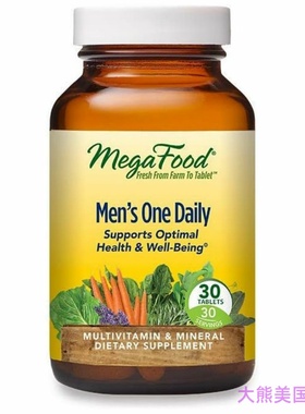 MegaFood Men's One Daily Multivitamin, 男士日常多种维生素