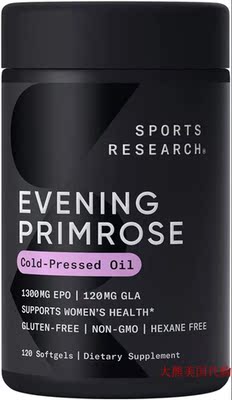 月见草油 Sports Research Evening Primrose Oil,  120 Softgels
