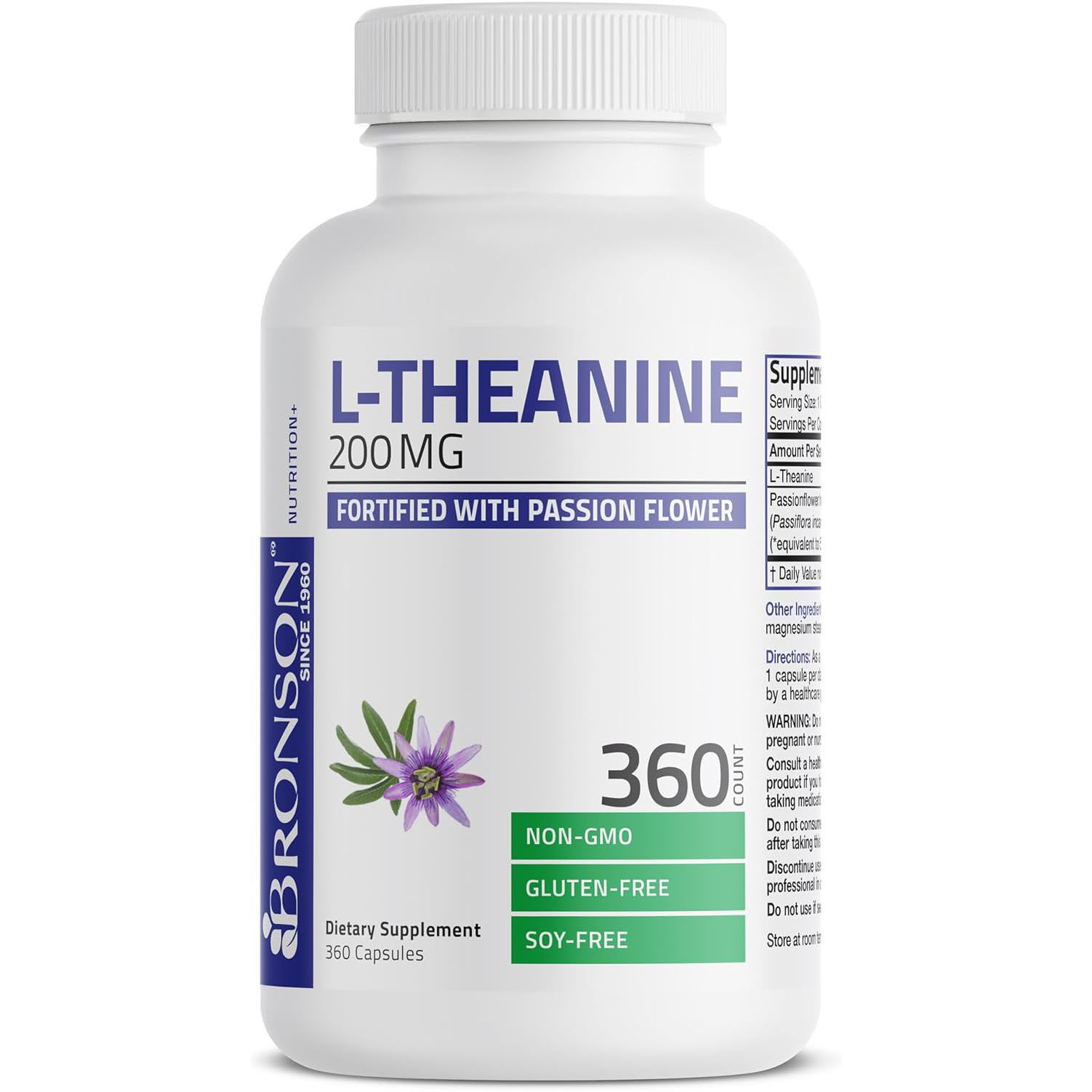 Bronson L-Theanine 200mg, Fortified with Passion Flower