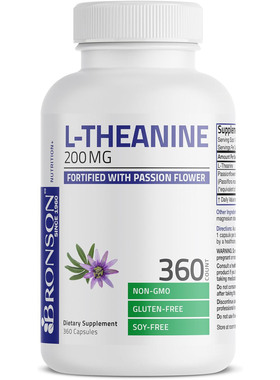Bronson L-Theanine 200mg, Fortified with Passion Flower