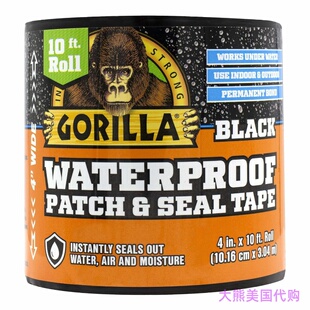 Gorilla Waterproof Patch & Seal Tape, Black Tape, 4