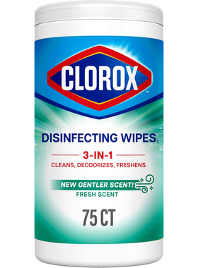 Clorox Disinfecting Cleaning Wipes, New Gentler Scent, 75 ct