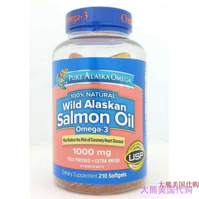 Pure Alaska Omega-3 Wild Alaskan Salmon Oil 1000mg 210 ct