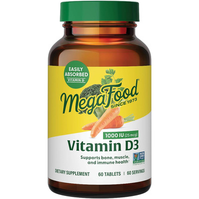 MegaFood Vitamin D3 1000 IU (25 mcg), Immune and Bone Health