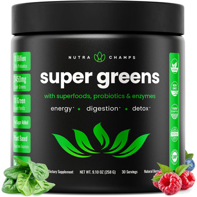 NutraChamps Super Greens Powder with Superfoods, probiotics