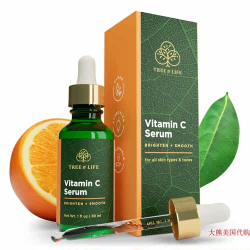 Tree of Life Vitamin C Serum for Face, Brighten, Smooth, 1oz