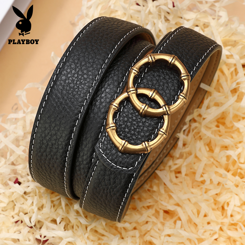 花花公子女士皮带真皮女款2025新款配饰百搭多色装饰配牛仔裤腰带