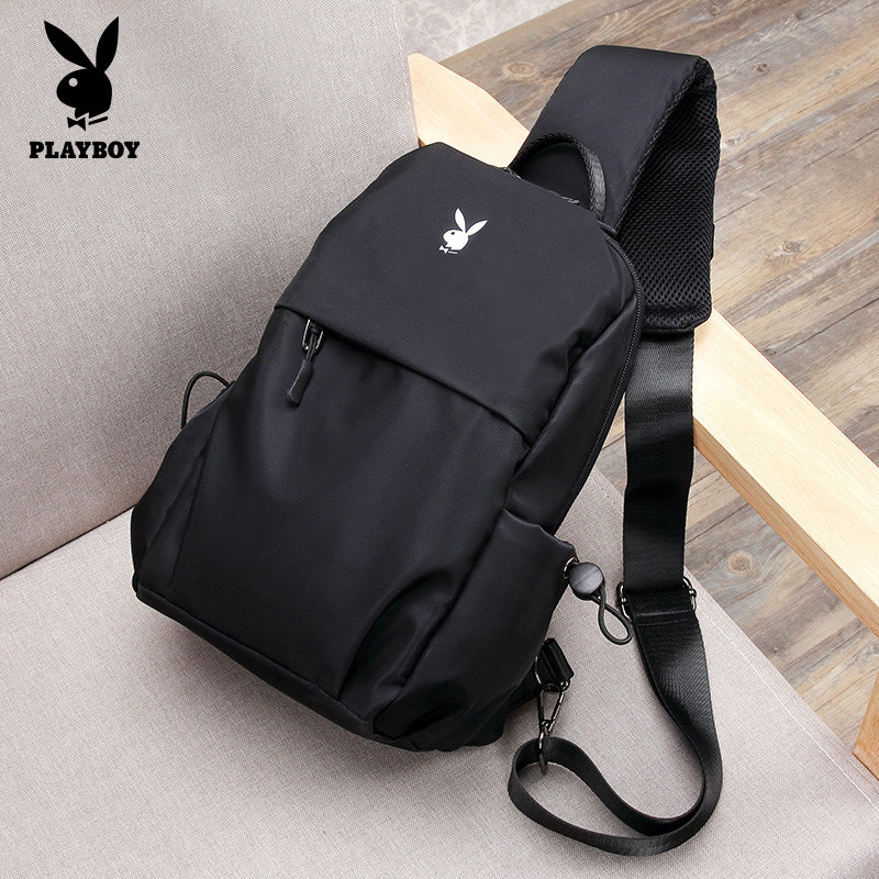 花花公子男士斜挎包休闲男包多功能胸包牛津布单肩包男款帆布背包