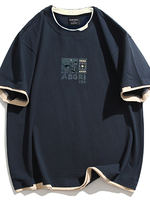Extra-large, extra-large fat guy, overweight guy, 400 pounds, vacation, two tops, round-neck short-sleeved T-shirt, T-shirt, men's summer thumbnail 3