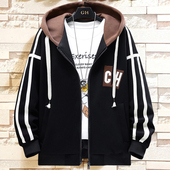 特大码 超大号加肥加大号肥佬胖哥400斤连帽开衫 卫衣带绒外套男冬