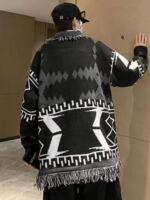 Overweight, plus-size, extra-large, fat guy, 400 pounds, fringed cardigan, cape, knitted sweater, sweater coat for men thumbnail 5