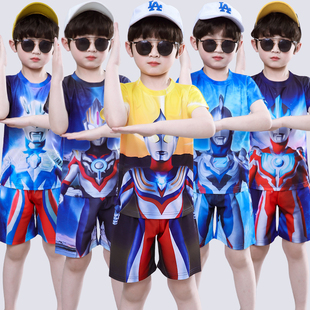 奥特曼男童衣服儿童速干运动套装男孩酷帅夏装短袖休闲两件套夏天