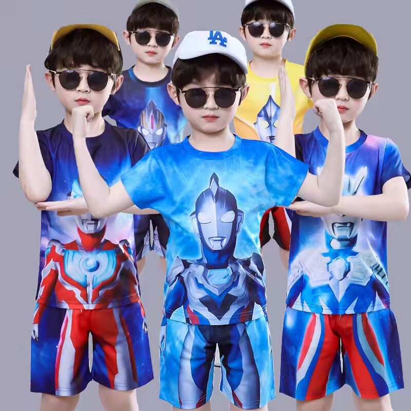 奥特曼衣服男童夏装套装酷帅运动速干衣儿童超人蜘蛛侠网红童装潮