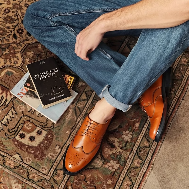 男士商务正装皮鞋英伦复古雕花布洛克德比鞋西装鞋男士英伦风真皮
