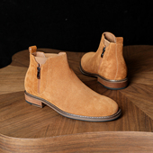 英伦风马丁靴男磨砂反绒皮切尔西靴中帮短靴侧拉链潮鞋 复古男士